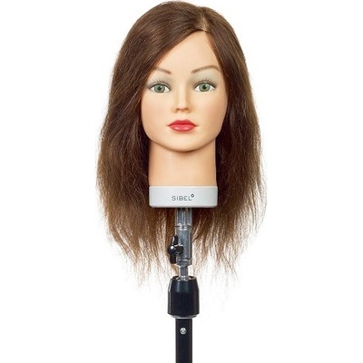 Sinelco Cvičná hlava Sinelco KATHIA s přírodními vlasy světle hnědé 15 - 35 cm