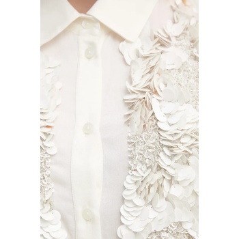 Bruuns Bazaar Риза Bruuns Bazaar дамска в бежово със стандартна кройка с класическа яка BBW4374 (BBW4374)