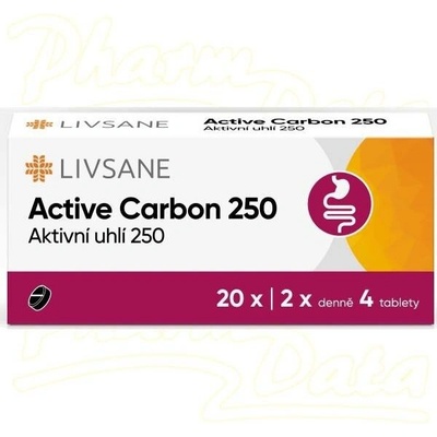 Livsane Active Carbon 250 20 tabliet
