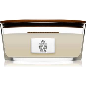 WoodWick White Teak ароматна свещ с дървен фитил (hearthwick) 453.6 гр