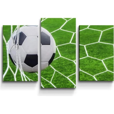 Sablio Obraz - 3-dílný Futbalová lopta v bráne - 75x50 cm