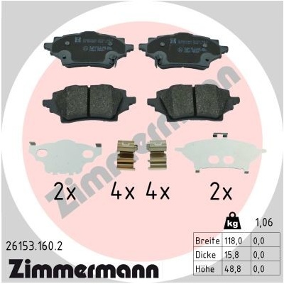 ZIMMERMANN Sada brzdových platničiek kotúčovej brzdy 26153.160.2
