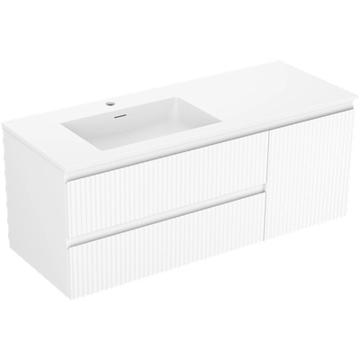 Mexen Rivel баня шкаф 120 cm с мивка Otis лява, 2S, 1D, набразден, бял мат - 91A23-12047-3-BBFFF01-W18L01 (91A23-12047-3-BBFFF01-W18L01)