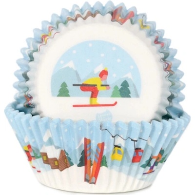 House of Marie Svetlomodré papierové košíčky na cupcakes na pečenie 48 ks 50x33 mm
