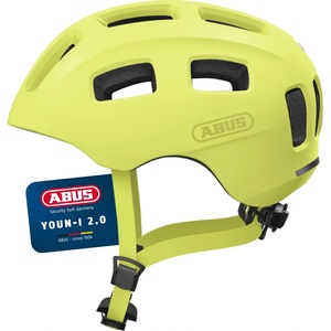 ABUS Youn-I 2.0 bicycle helmet - with light for children, teenagers and young adults - for girls and boys - mono yellow, size M - 40157 (40157)