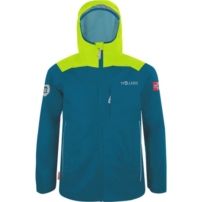 TROLLKIDS Детско водоустойчиво яке Trollkids Kids Bergen Jacket Waterproof jacket - Petrol / Lime - размер 164 (EU) (703-2396-0419)