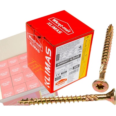 Klimas Wkret-Met TX 4x45mm - 1 Kartón (16x300 ks) - Skrutky / Vruty do dreva so zapustenou hlavou, WKCS
