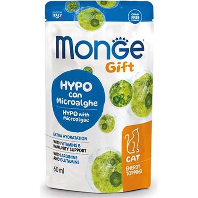 Gemon Monge Gift Energy Topping Hypo - Енергиен топинг за котки, хипоалергенен с микроводорасли, 60 мл