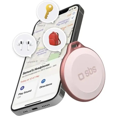 SBS Водоустойчив IP65 локатор SBS Track My Circle, съвместим с Apple Find My - розов (TEFINDBTAPP)