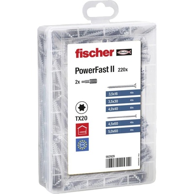 Fischer Meisterbox PowerFast II SK TG / VG TX 562929 sada skrutiek do drevotriesky ocel glavanizované zinkom 1 sad