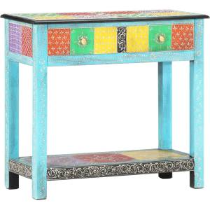 vidaXL Ръчно рисувана конзолна маса, 80x35x75 cм, мангово дърво масив (286160)
