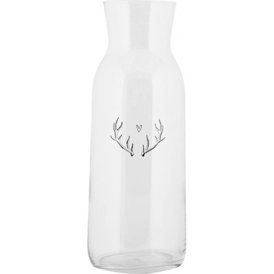 Clayre & Eef Sklenená karafa parožia so srdiečkom Love Deer 9 x 25 cm 1000 ml