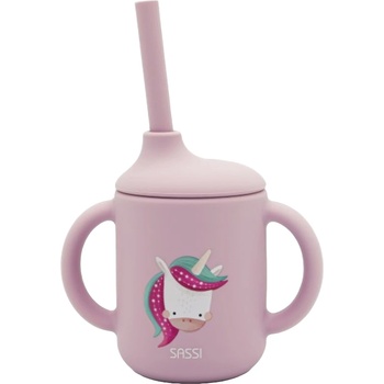 Sassi Силиконова чаша със сламка Sassi - Sparkly The Unicorn, розова (SSSI0801)
