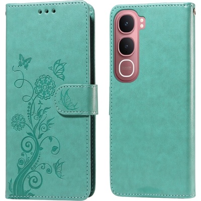 Flowery knížkové pouzdro na Vivo Y21d/Vivo Y31 5G - zelené