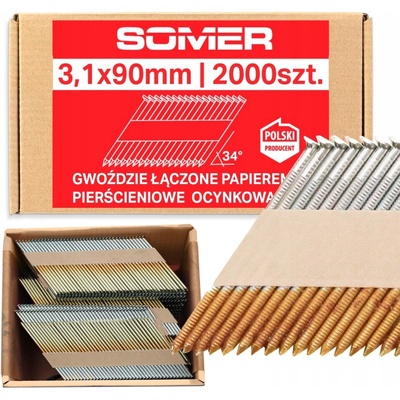 Klince do klincovačky 3,1x90 mm prstencové pozinkované 2000 ks
