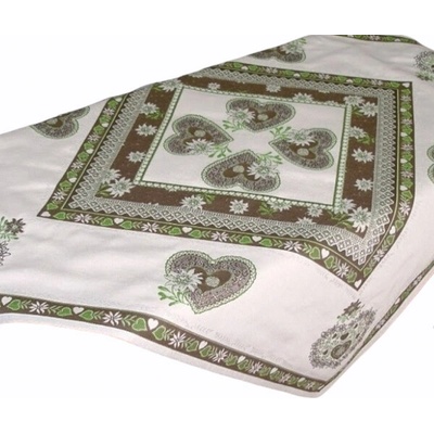 Praktik Gobelínový obrus 007C zelené srdcia zelená Bavlna polyester 90x90 cm