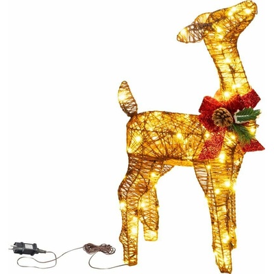 MagicHome LED dekorácia jelenča, kov/motúz, 80xLED teplá biela, výška 0.6m