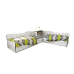 Bogdan Furniture I Ъглови легла Mod 5047 с ракла за матраци 90/200, Дъб крафт бял
