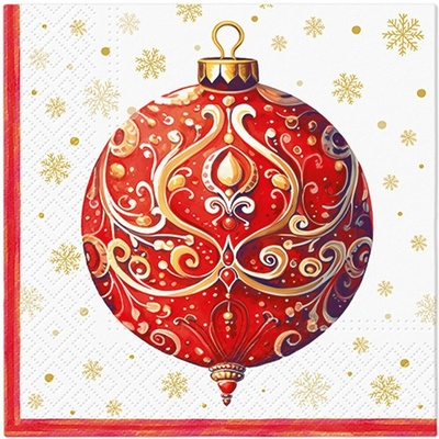 PAW2 Papírové ubrousky PAW Red Bauble With Ornament 20 ks 33x33cm