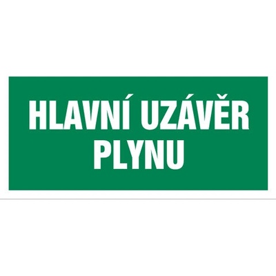 Značka Hlavní uzávěr plynu, samolepicí fólie, 100 × 210 mm BZ FT925