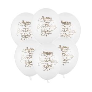 PartyDeco Бял балон - Happy Birthday To You 30 см 50 бр