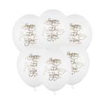 PartyDeco Бял балон - Happy Birthday To You 30 см 50 бр