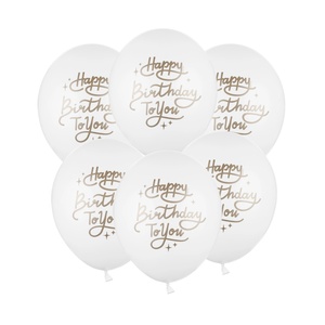PartyDeco Бял балон - Happy Birthday To You 30 см 50 бр