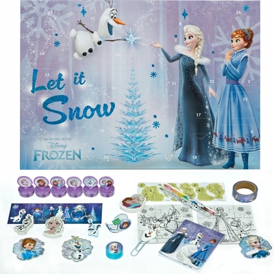 Stojaci obdĺžnikový adventný kalendár s hračkami Disney Frozen (Ľadové kráľovstvo)