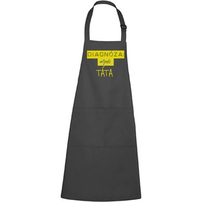 Dobrý Triko Zástěra s potiskem Diagnóza TÁTA Antracitová