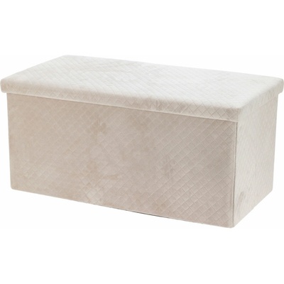 Storagesolutions Velurová taburetka s úložným prostorem MODUS, 76 × 38 × 38 cm, bílá