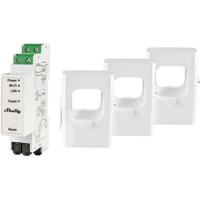 Shelly Pro 3EM + 3x 400A svorky, merač spotreby SHELLY-PRO-3EM-400-1421