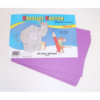 Karton kreslící A4/50ks FIALOVÝ 180g/bal.