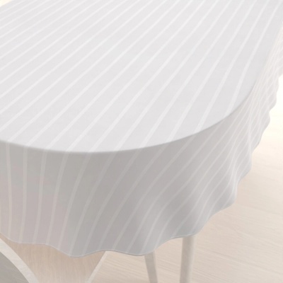 Biante damašek oválny obrus DM-002 Biely pásiky 6 a 24 mm 140x200cm