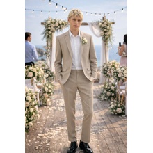 CELIO slim fit oblekové bi-stretch sako béžová