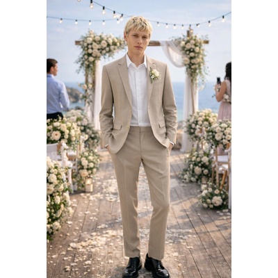 CELIO slim fit oblekové bi-stretch sako béžová