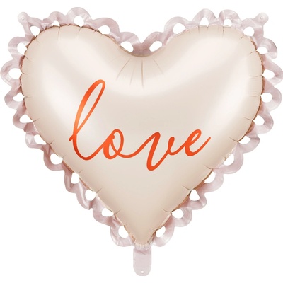 PartyDeco Fóliový balón Srdce s nápisom Love 50 x 47 cm