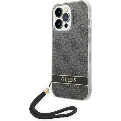 GUESS Кейс Guess GUOHCP14XH4STK за iPhone 14 Pro Max 6.7"", черен / черен, твърд, 4G Print Strap (KXG0036734)