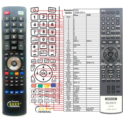 GENERAL SONY J-6090-203A SERVICE - сервизно съвместимо дистанционно управление на марката General (J-6090-203A SERVICE)