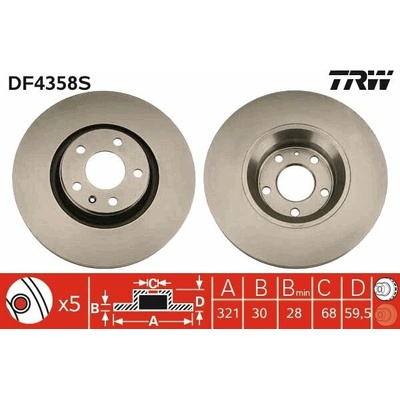TRW Brzdový kotúč DF4358S sada 2 ks