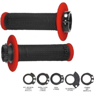 PROGRIP gripy PG708 OFF ROAD se zámkem SCS LOCK ON + 6 adaptérů plynu (22+25mm) barva černá červená dvoudílné (708-149)