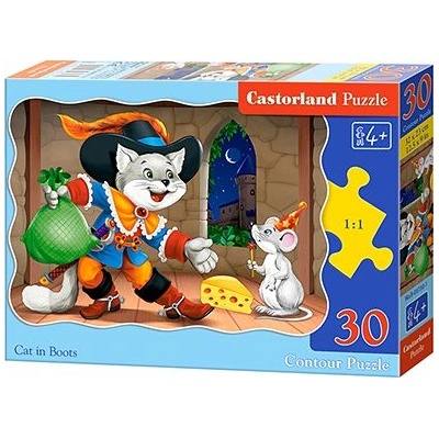 Castorland Cat in Boots 30 pcs Контурен пъзел 30 броя Анимации (287329) (287329)