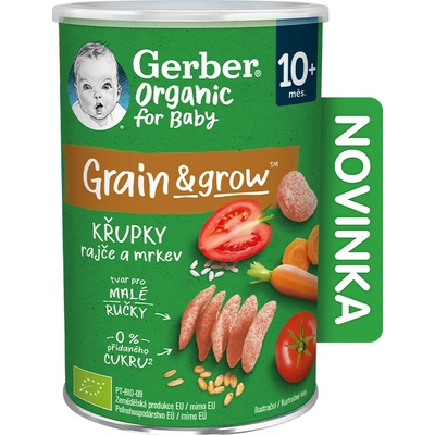 Gerber Organic křupky s rajčaty a mrkví 35 g
