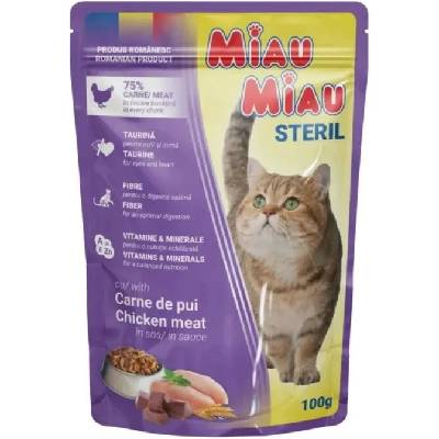 Miau Miau Cat Sterilised kuřecí, kapsa 100 g 24 ks
