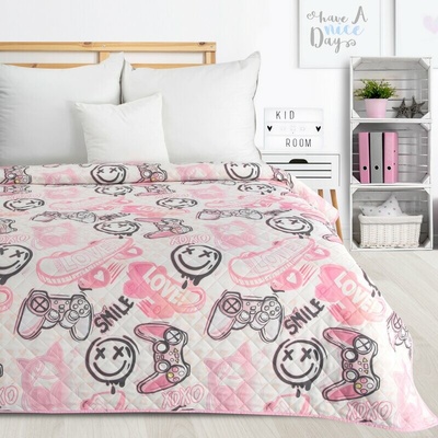 Takoy DESIGN 91 Prehoz KID 16 s potlačou emotikonov prešívaný-HF-440118 170 x 210 cm