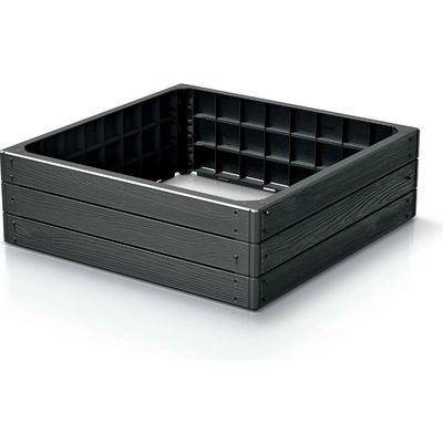 Prosperplast Vyvýšený záhon BASE WOODY, antracit 75 x 75 x 25 cm