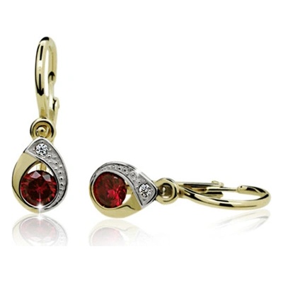 Zlatnictví Zlatíčko zlaté dětské náušnice slzičky s rubíny 051.00002