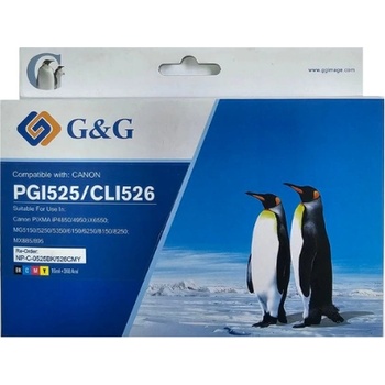 Compatible КОМПЛЕКТ 4 ГЛАВИ CANON PIXMA iP 4850/MG5150/5250/6150/8150 - Multi Packink tank With Chip - PGI-525PGBK/CLI-526C/CLI-526M/CLI-526Y - PN NC-C-0525BK/526C/M/Y - 4 pack - G&G (NC-C-0525BK)