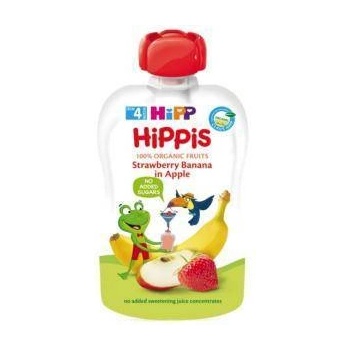 HiPP Био плодова закуска hipp, Ябълки, ягоди и банан, 100гр, 9062300133759