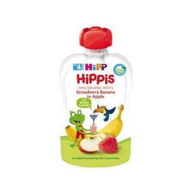 HiPP Био плодова закуска hipp, Ябълки, ягоди и банан, 100гр, 9062300133759
