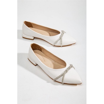Moda Trend Дамски балерини с декоративни камъчета - Бели #367217 (367217_Бяло)